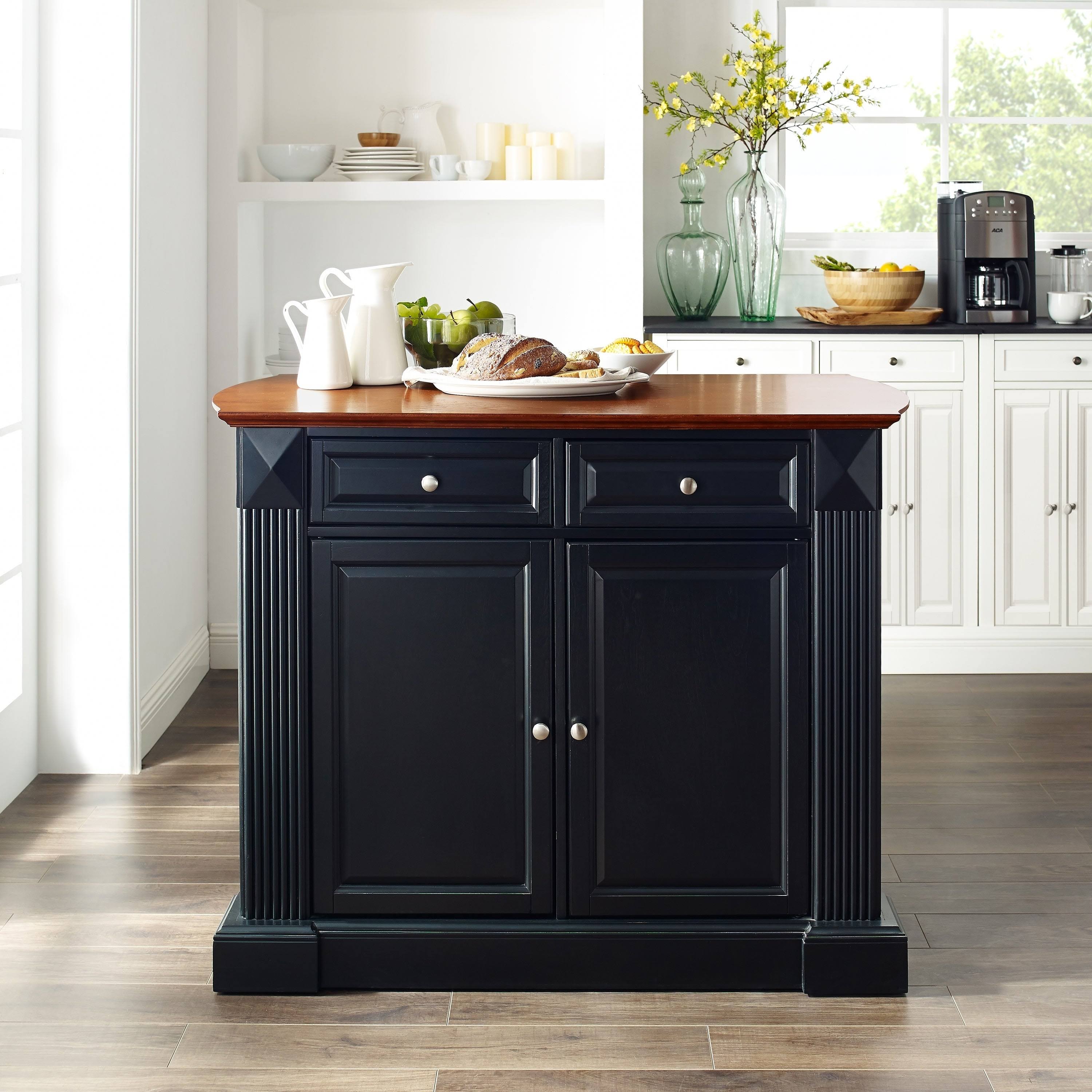 Black Drop Leaf Kitchen Island R772793