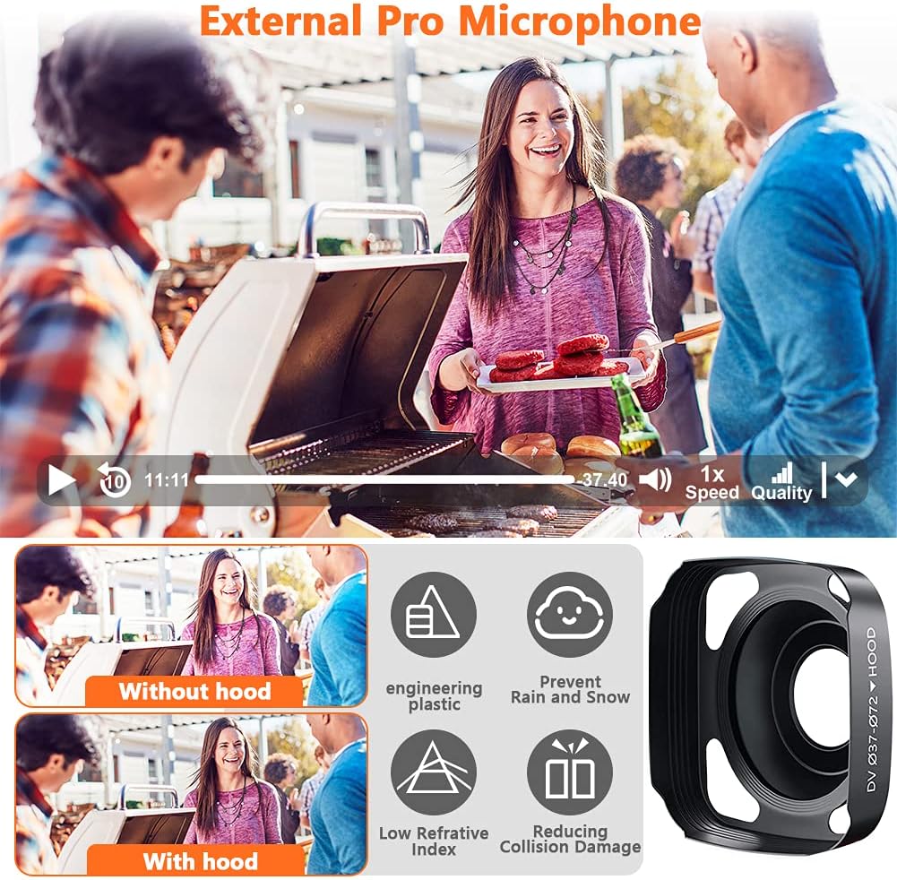 4K 48MP WiFi Camcorder with Touch Screen IR Night Vision J6592