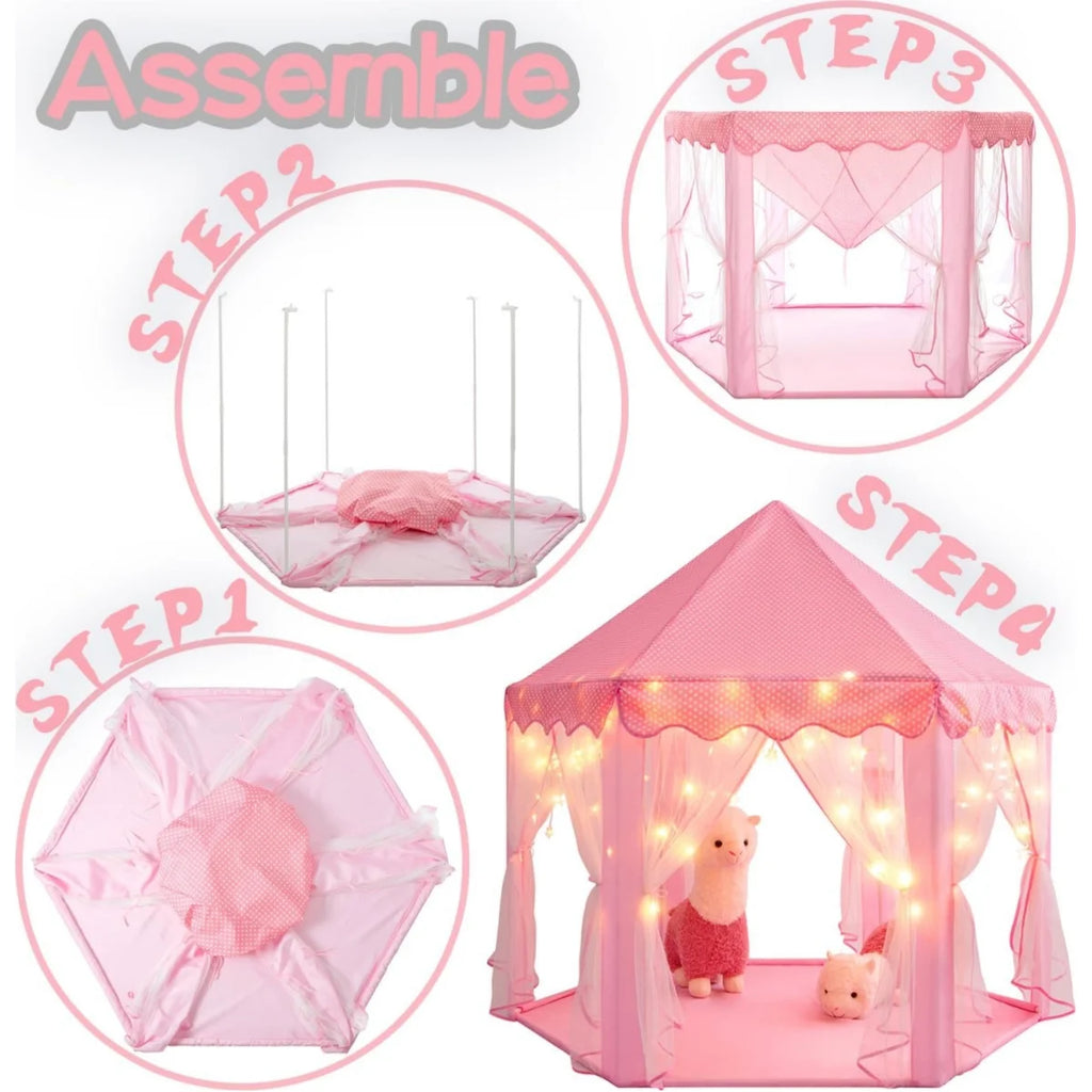 Princess Tent with LED Star Lights, 55'' x 53'' Pink K4650