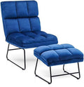 Dark Grey Velvet Accent Chair with Ottoman Y801