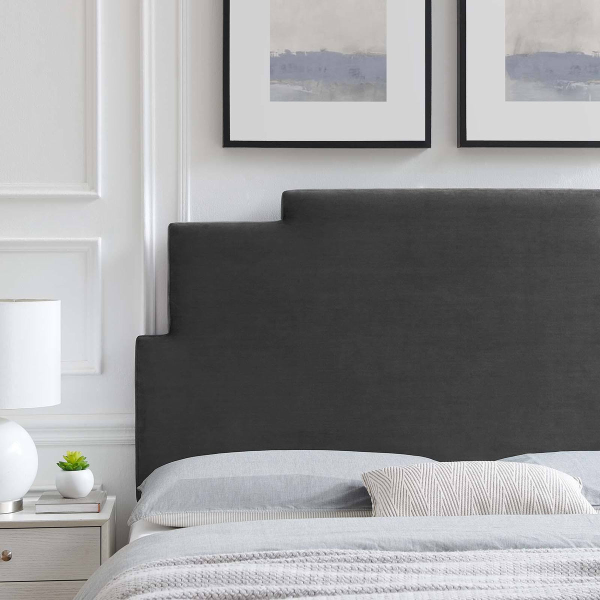 Charcoal Performance Velvet Headboard King California King H46765