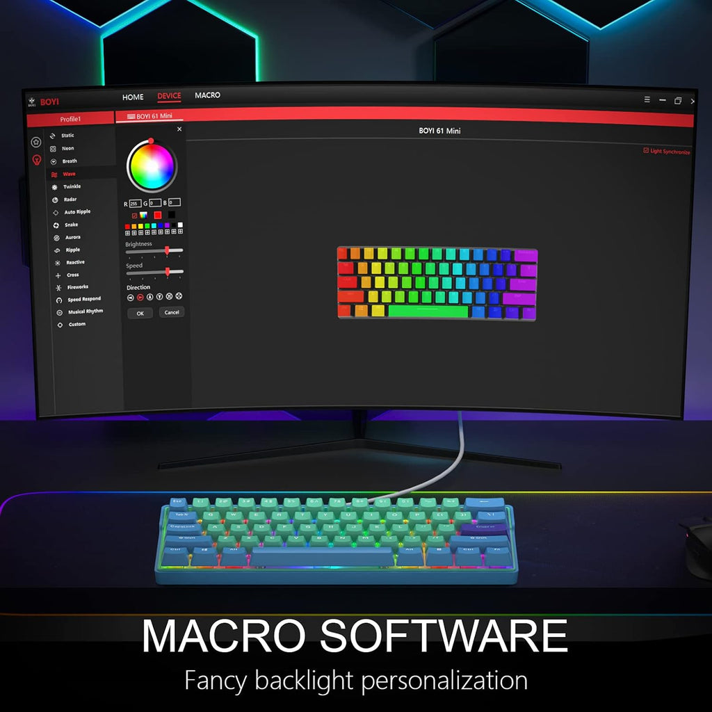 Wireless 60% Hot Swappable RGB Mechanical Keyboard with PBT Keycaps A149