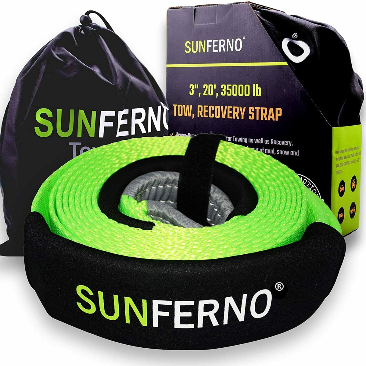 Recovery Tow Strap 35000lb Heavy Duty 3" x 20' I96128