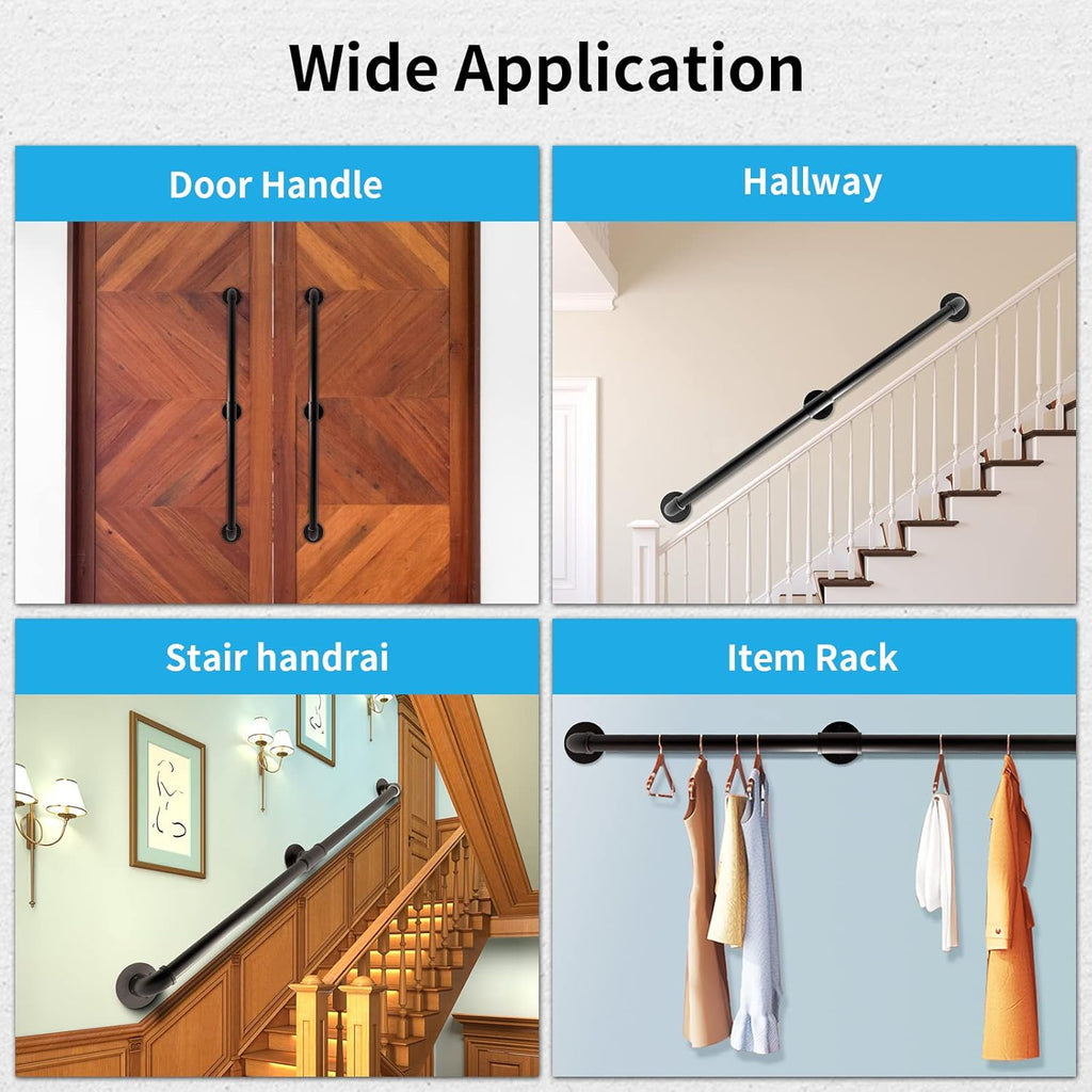 Wall Handrail 6FT/180CM, Galvanized Pipe Handrail, Pack of 2 W737