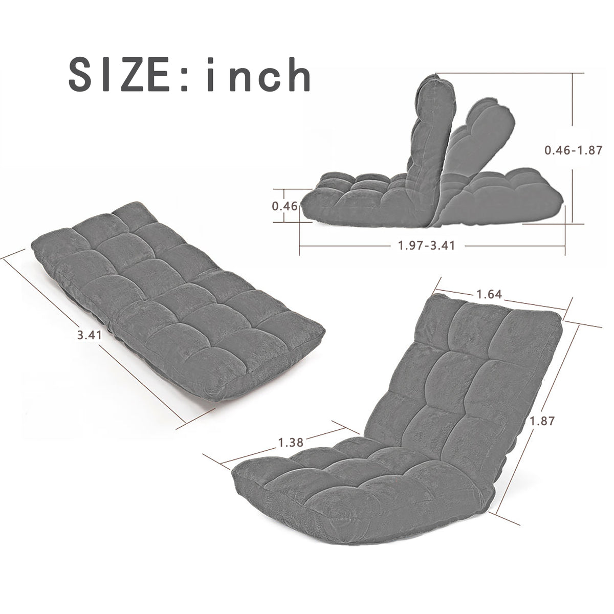 Folding Lounge Chaise Sofa with 5 Reclining Position Y3900