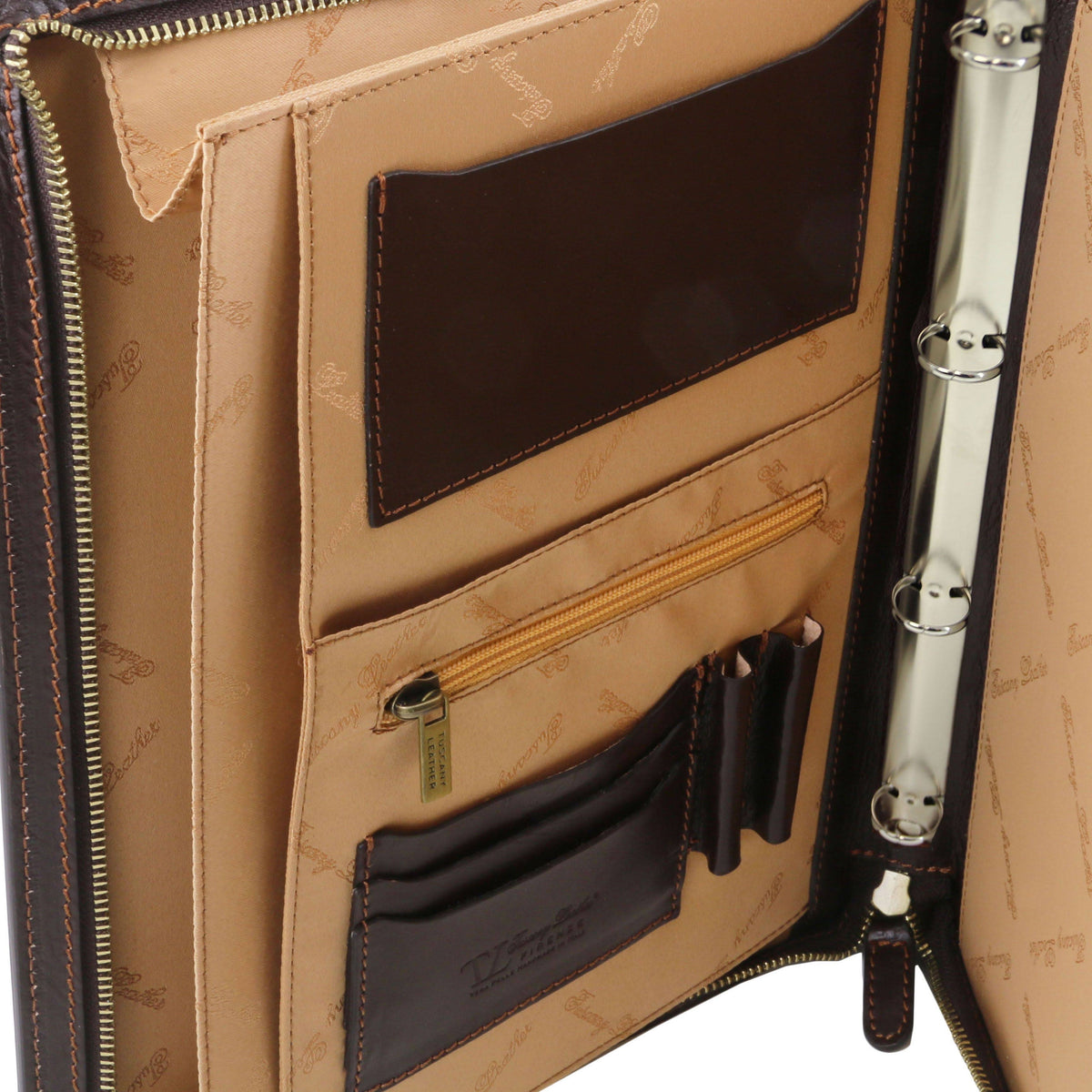 Brown Leather Document Case with Ring Binder D989