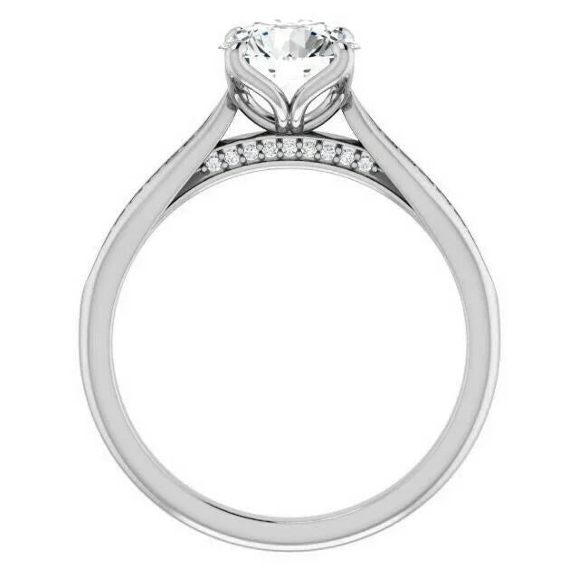 18K White Gold Plated Moissanite Solitaire Engagement Ring H320