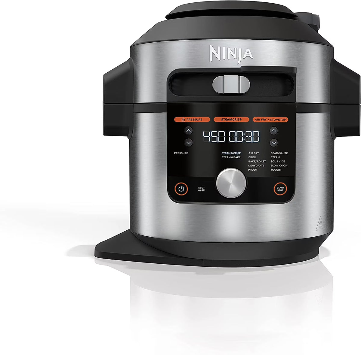 Open Box 8 Qt Pressure Cooker Steam Fryer with SmartLid Silver Q6066