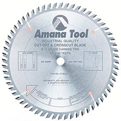 Carbide Tipped Cut-Off and Crosscut 10 inch Dia x 60T ATB, 10 Deg, 5/8 Bore P93584