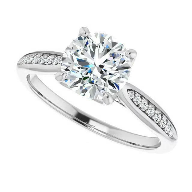 18K White Gold Plated Moissanite Solitaire Engagement Ring H320