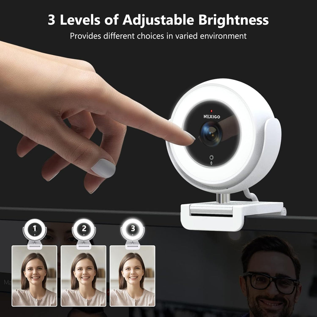 White Pack of 2 1080P Webcam with Remote Control J856850