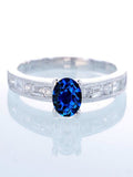 1.5 Carat Round Cut Blue Sapphire And Diamond Moissanite Engagement Ring On 10K White Gold R76150
