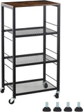 Rustic Brown 4-Tier Rolling Utility Cart with Storage Shelves Z819499