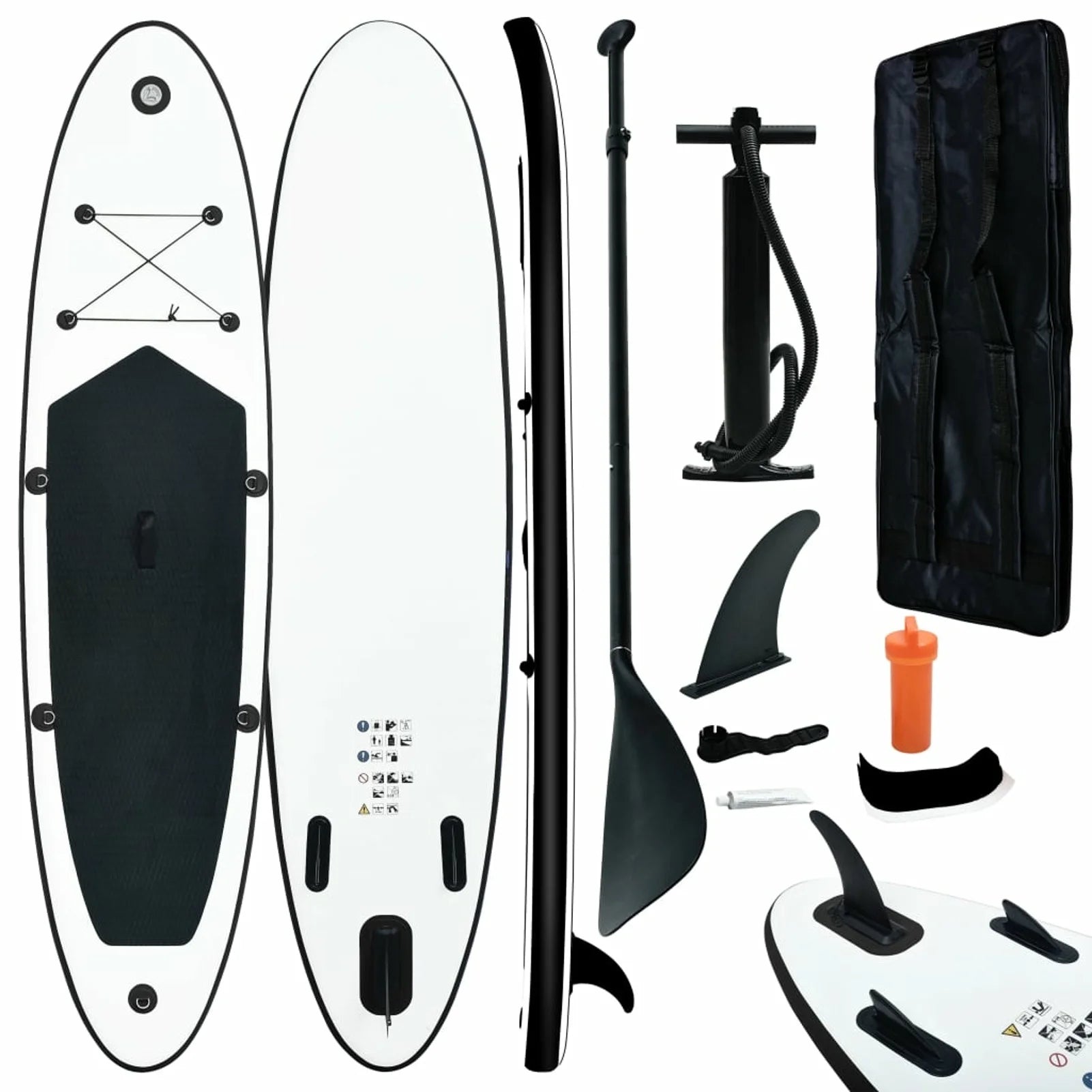 Inflatable Paddleboard Set Black and White B536