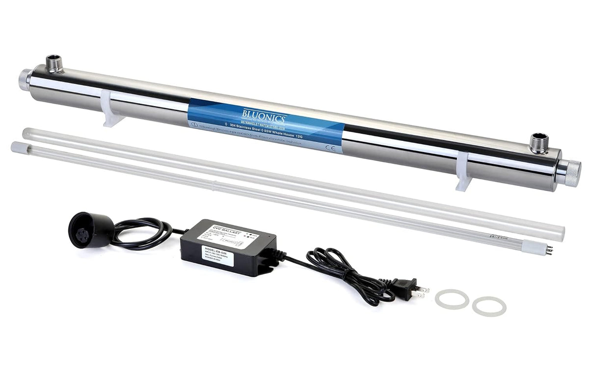 55W UV Ultraviolet Light Sediment & Carbon Well Water Filter Purifier System 12 GPM UV Sterilizer with Housing Size 4.5 x 10 Filters R438