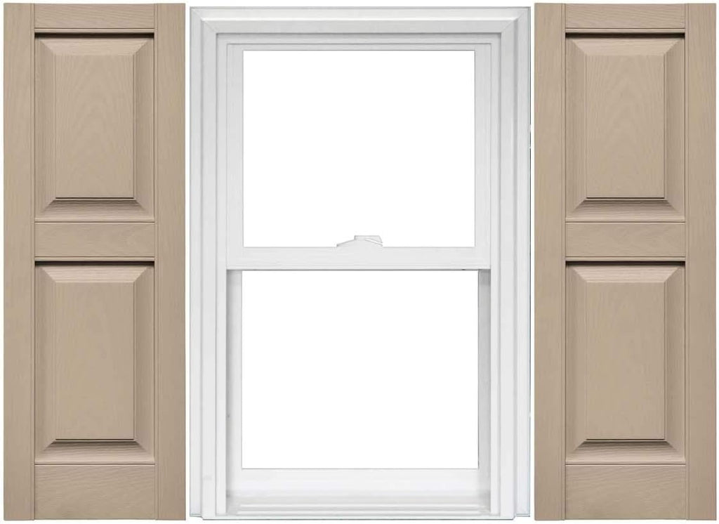 Raised Panel Vinyl Shutters (1 Pair) - 14.75 x 75 Musket Brown C21549