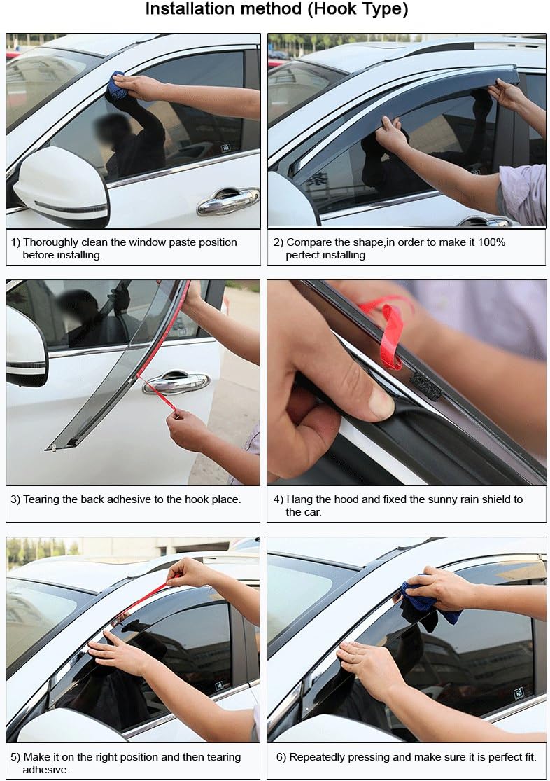 Car Window Visor Vent Shade Deflector Sun/Rain Guards Pack of 2 J322158