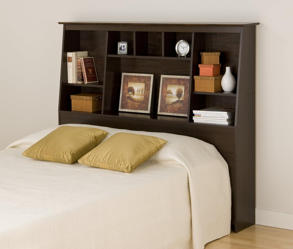 Tall Slant-Back Bookcase Headboard, Black, Full/Queen K875